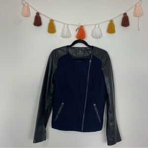 Maison Scotch Leather Wool Moto Jacket Size Medium
